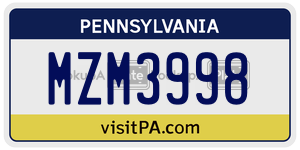 MZM3998  license plate in PA