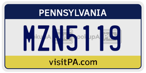MZN5119  license plate in PA