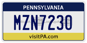 MZN7230  license plate in PA