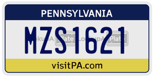 MZS1621  license plate in PA
