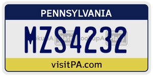 MZS4232  license plate in PA