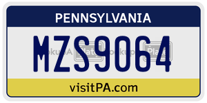 MZS9064  license plate in PA