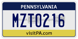 MZT0216  license plate in PA