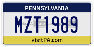 MZT1989  license plate in PA