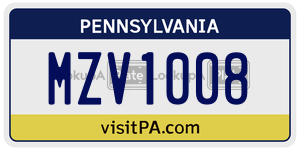 MZV1008  license plate in PA