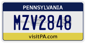 MZV2848  license plate in PA