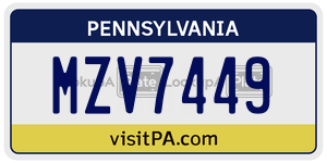 MZV7449  license plate in PA
