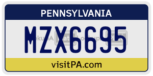 MZX6695 license plate in Pennsylvania