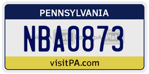 NBA0873  license plate in PA