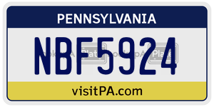 NBF5924 license plate in Pennsylvania