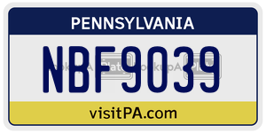 NBF9039  license plate in PA