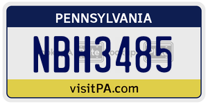 NBH3485  license plate in PA