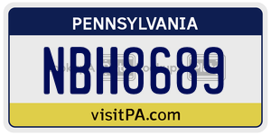 NBH8689  license plate in PA