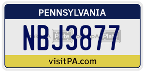 NBJ3877  license plate in PA