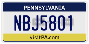 NBJ5801  license plate in PA
