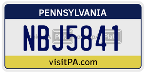NBJ5841  license plate in PA
