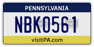 NBK0561  license plate in PA