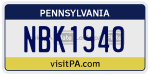 NBK1940 license plate in Pennsylvania