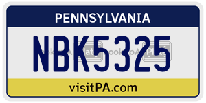 NBK5325 license plate in Pennsylvania