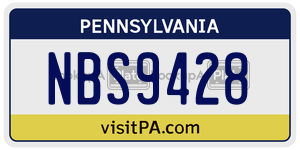 NBS9428  license plate in PA