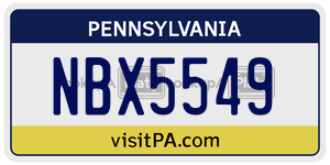 NBX5549  license plate in PA