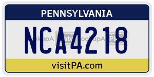 NCA4218  license plate in PA