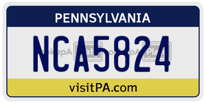 NCA5824  license plate in PA