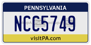 NCC5749  license plate in PA