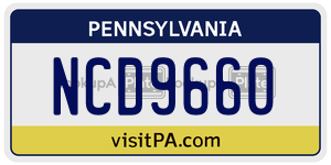 NCD9660  license plate in PA