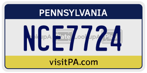 NCE7724  license plate in PA