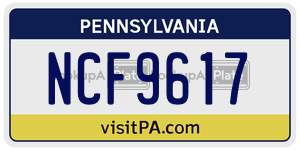 NCF9617  license plate in PA