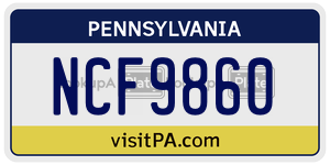 NCF9860  license plate in PA