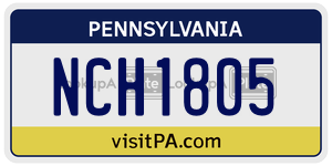 NCH1805  license plate in PA