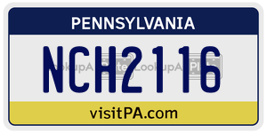 NCH2116  license plate in PA