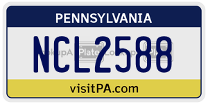 NCL2588  license plate in PA
