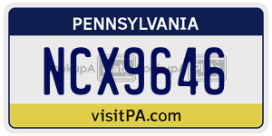 NCX9646  license plate in PA