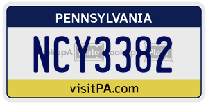 NCY3382 license plate in Pennsylvania