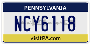 NCY6118  license plate in PA