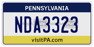 NDA3323  license plate in PA