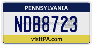 NDB8723 license plate in Pennsylvania