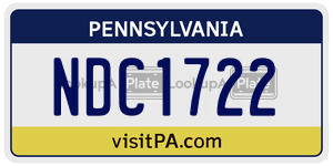 NDC1722  license plate in PA