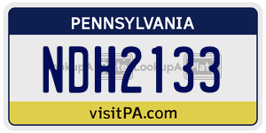 NDH2133  license plate in PA