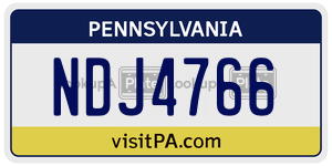 NDJ4766  license plate in PA
