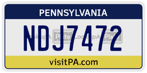NDJ7472  license plate in PA