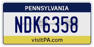 NDK6358  license plate in PA