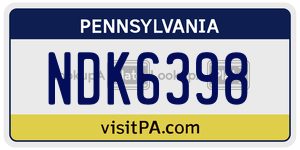NDK6398  license plate in PA