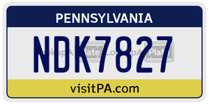 NDK7827 license plate in Pennsylvania