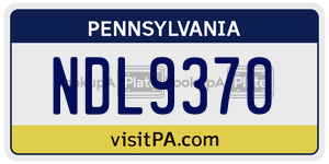 NDL9370  license plate in PA