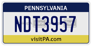 NDT3957  license plate in PA