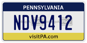 NDV9412  license plate in PA